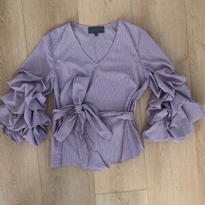 Sunday in Brooklyn Red, White & Blue Poofy 3/4 Sleeve Blouse – Size S